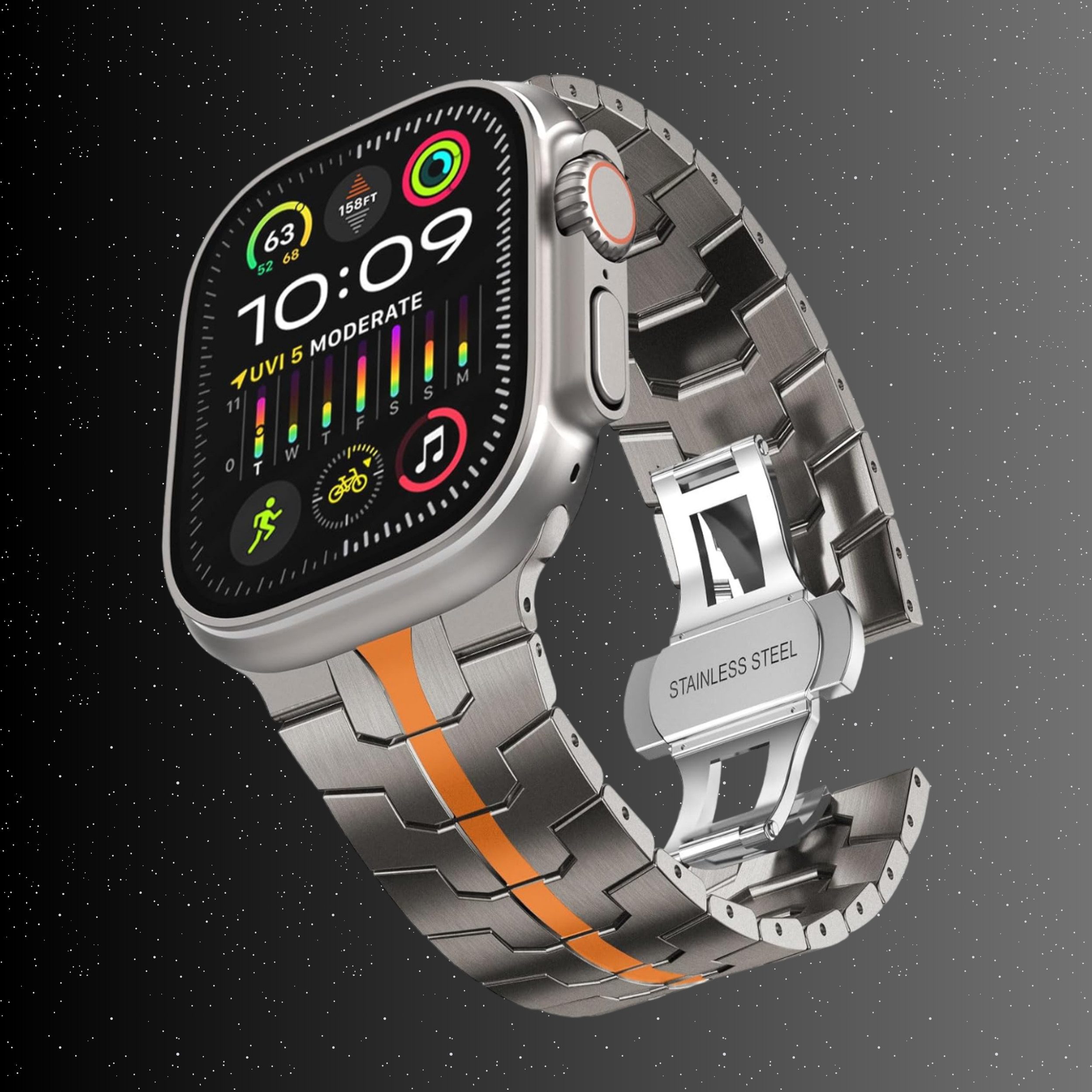S&T Design Smartwatch-Armband Apple Watch Armband Ultra 2 49mm 45mm 44mm 42mm, Ersatz Solides Edelstahl Gliederarmband für iWatch Ultra Titan Armband – Bild 2 von 5