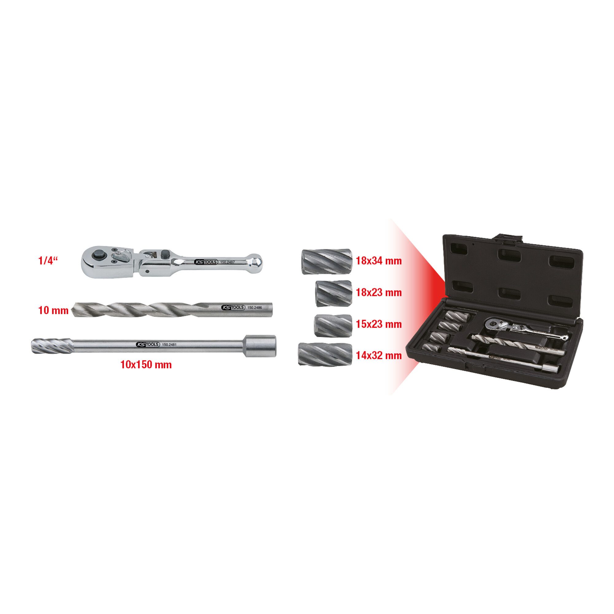 KS Tools Reißnadel KS Tools ABS-Sensoren-Reibahlen-Satz, 7-teilig