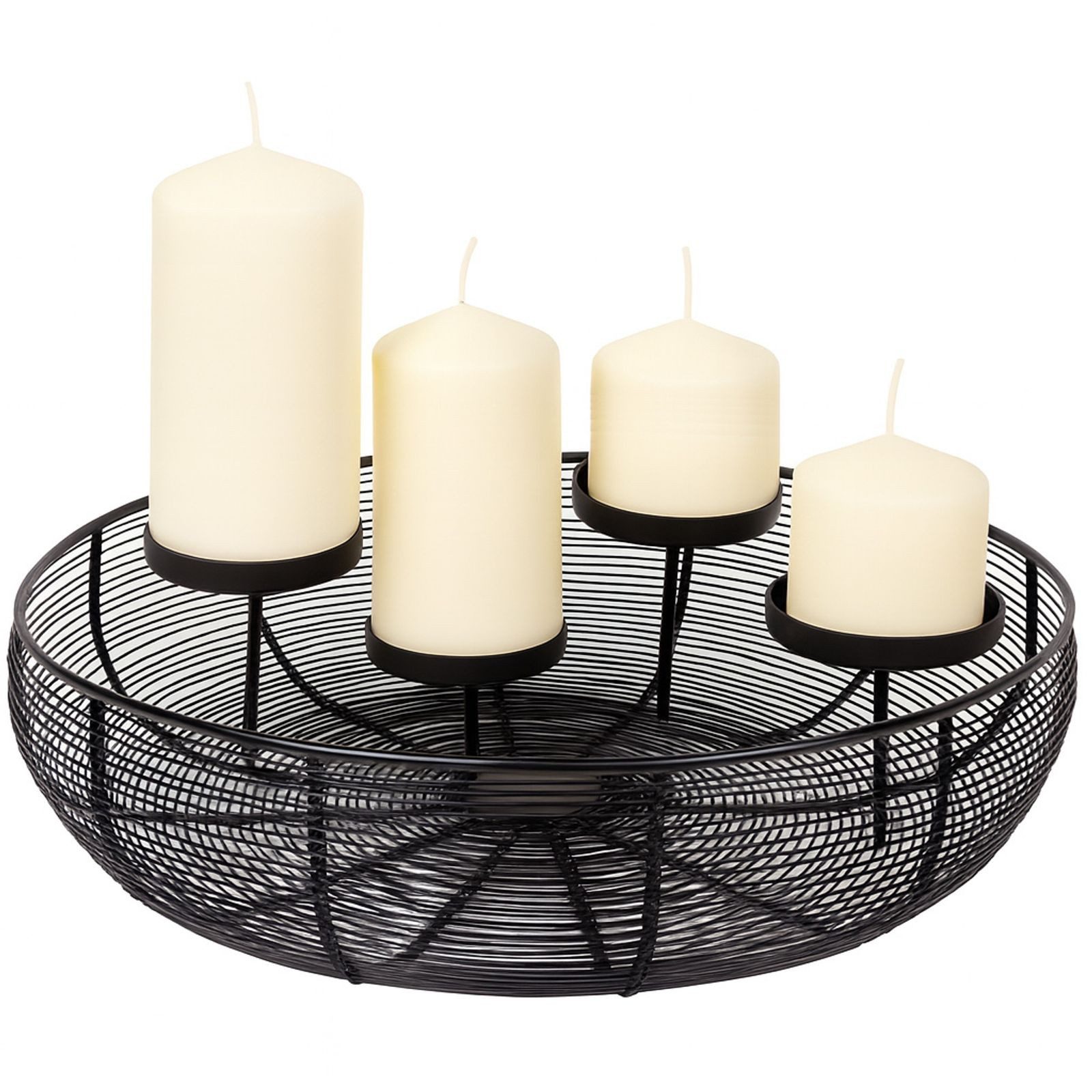 BURI Adventskranz BURI Adventskranz schwarz 4 Kerzen Weihnachtskranz Kränze Gesteck Deko