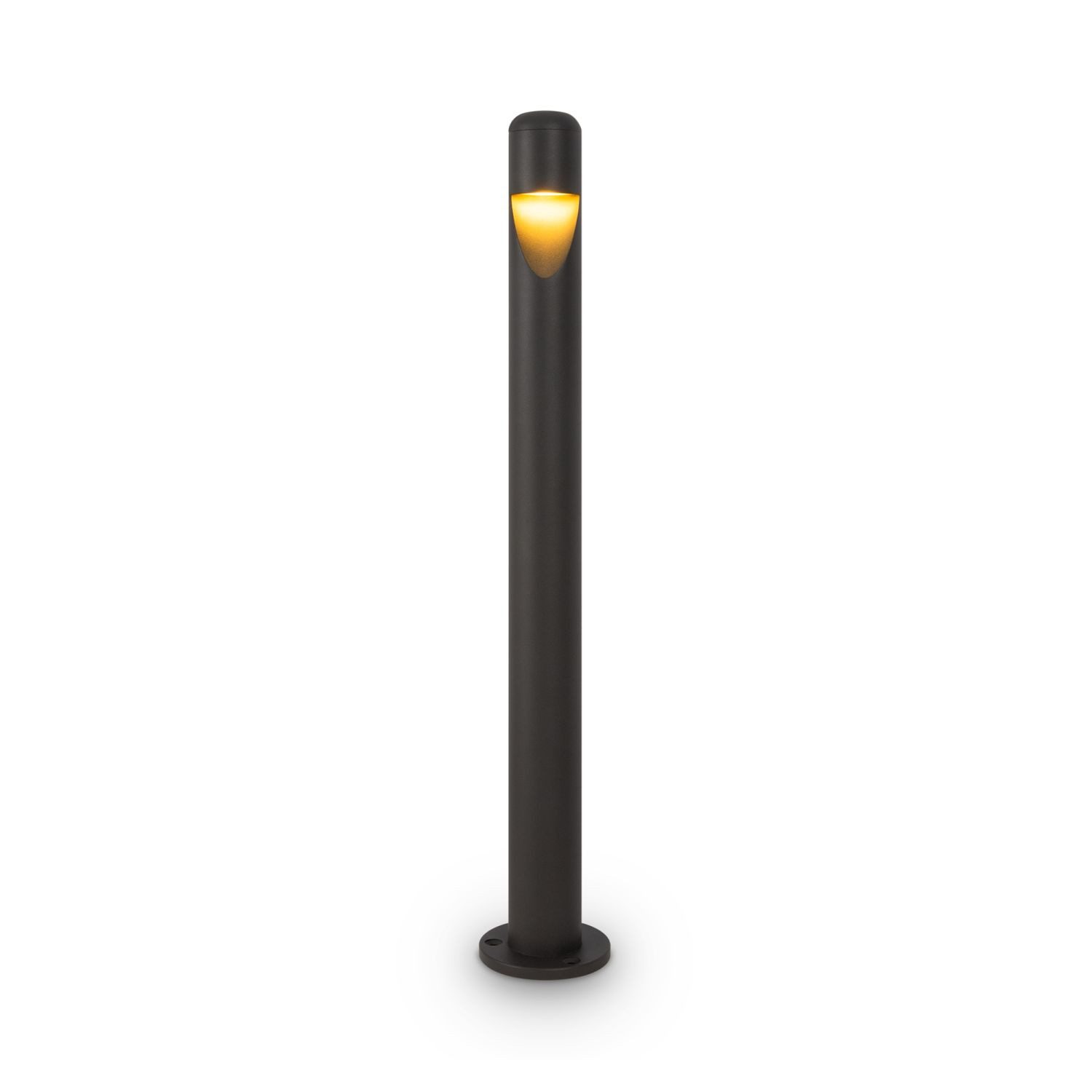 Licht-Erlebnisse Pollerleuchte LILOU, LED, Warmweiß, LED Metall 60 cm hoch IP65 Graphit rund warmweißes Licht 3000 K