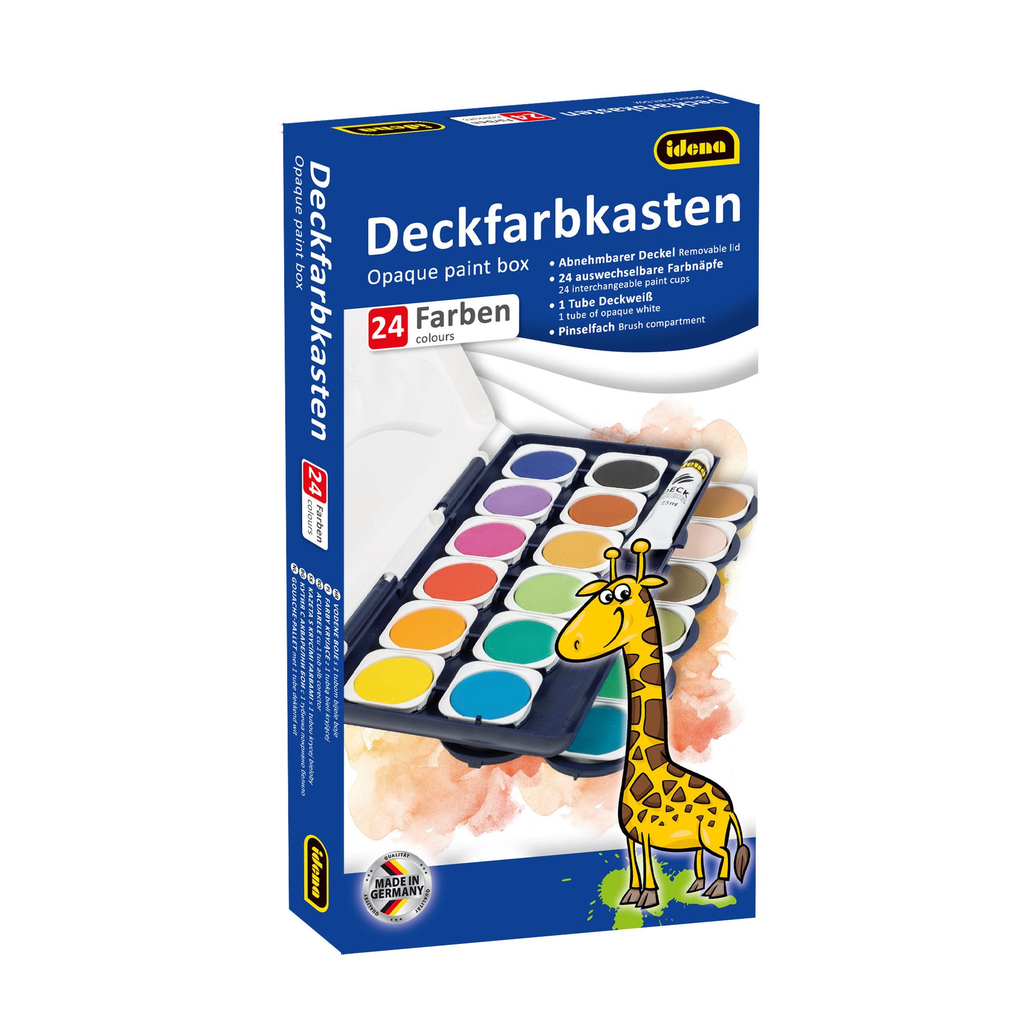 Idena Farbkasten Idena Set Deckfarbkasten 24 Farben und Deckweiß & Schulmalpinsel 10 – Bild 4 von 5