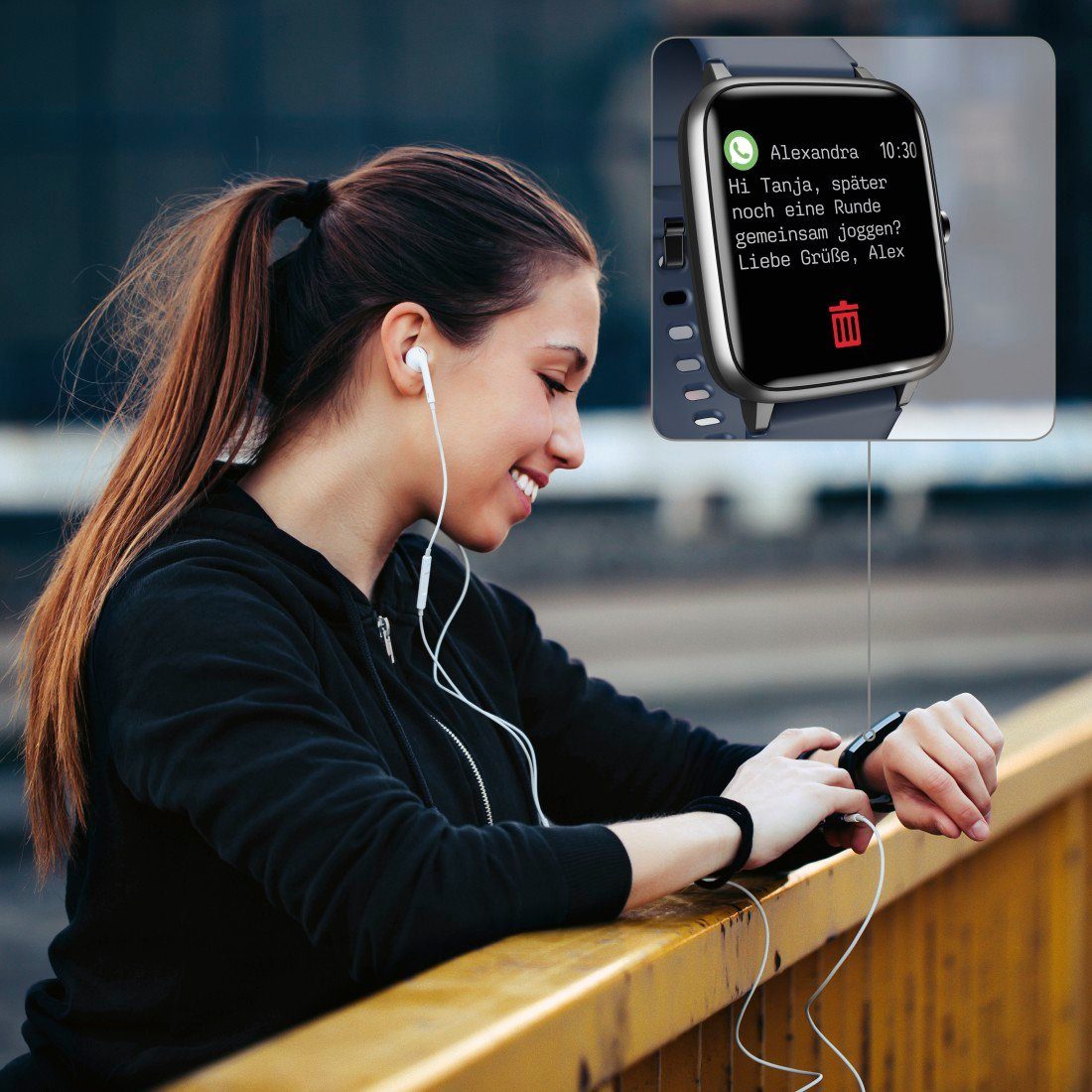 Hama Fitnesstracker wasserdicht, Herzfrequenz, Kalorienverbrauch, cm/1,3 Schritte Smartwatch Schlaf,Tempo,Trainingszeit (3,3 Zoll), & Smartwatch von Musiksteuerung Messung mit