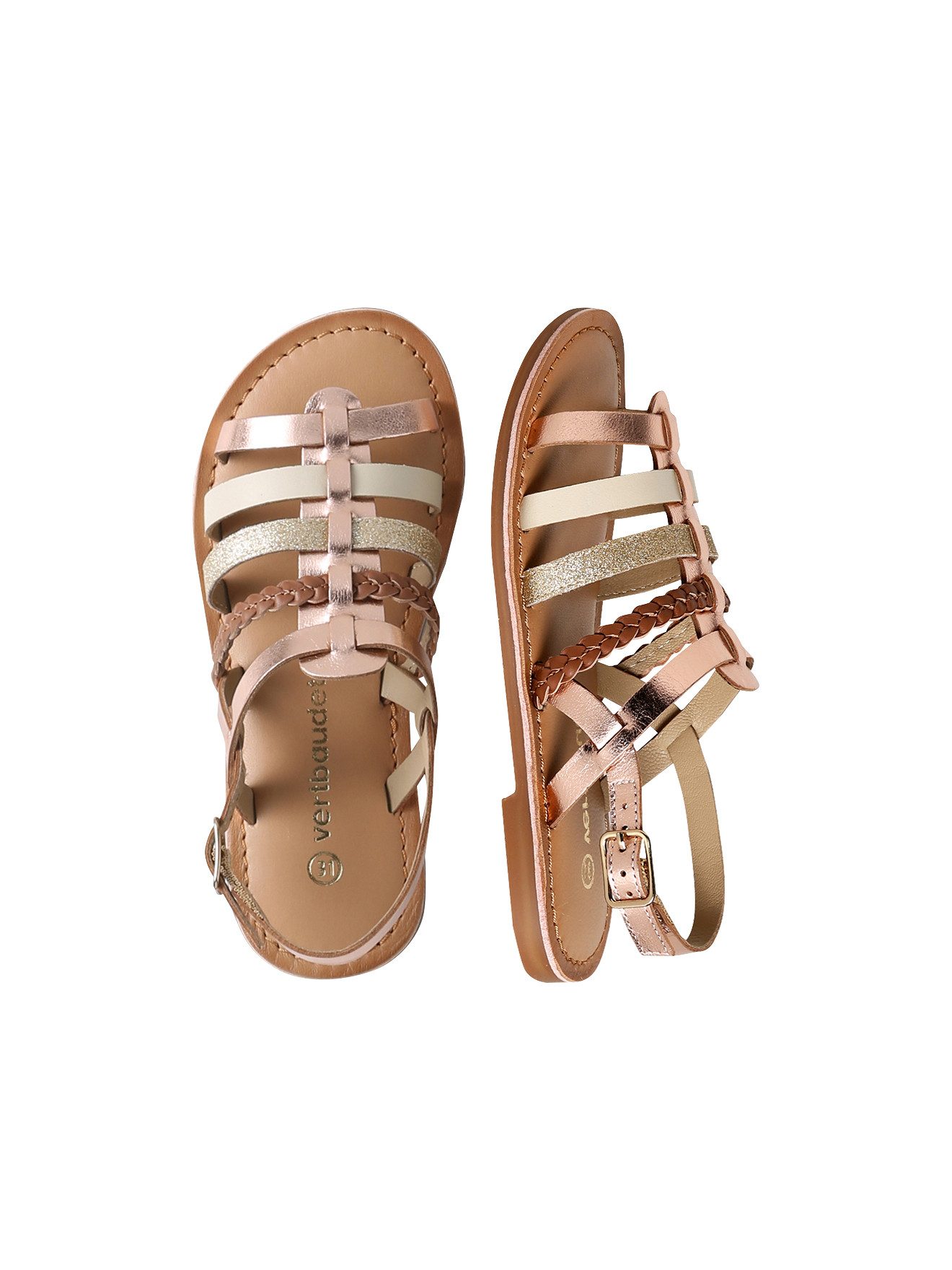 vertbaudet Riemchensandalen aus Leder Mädchen Sandale