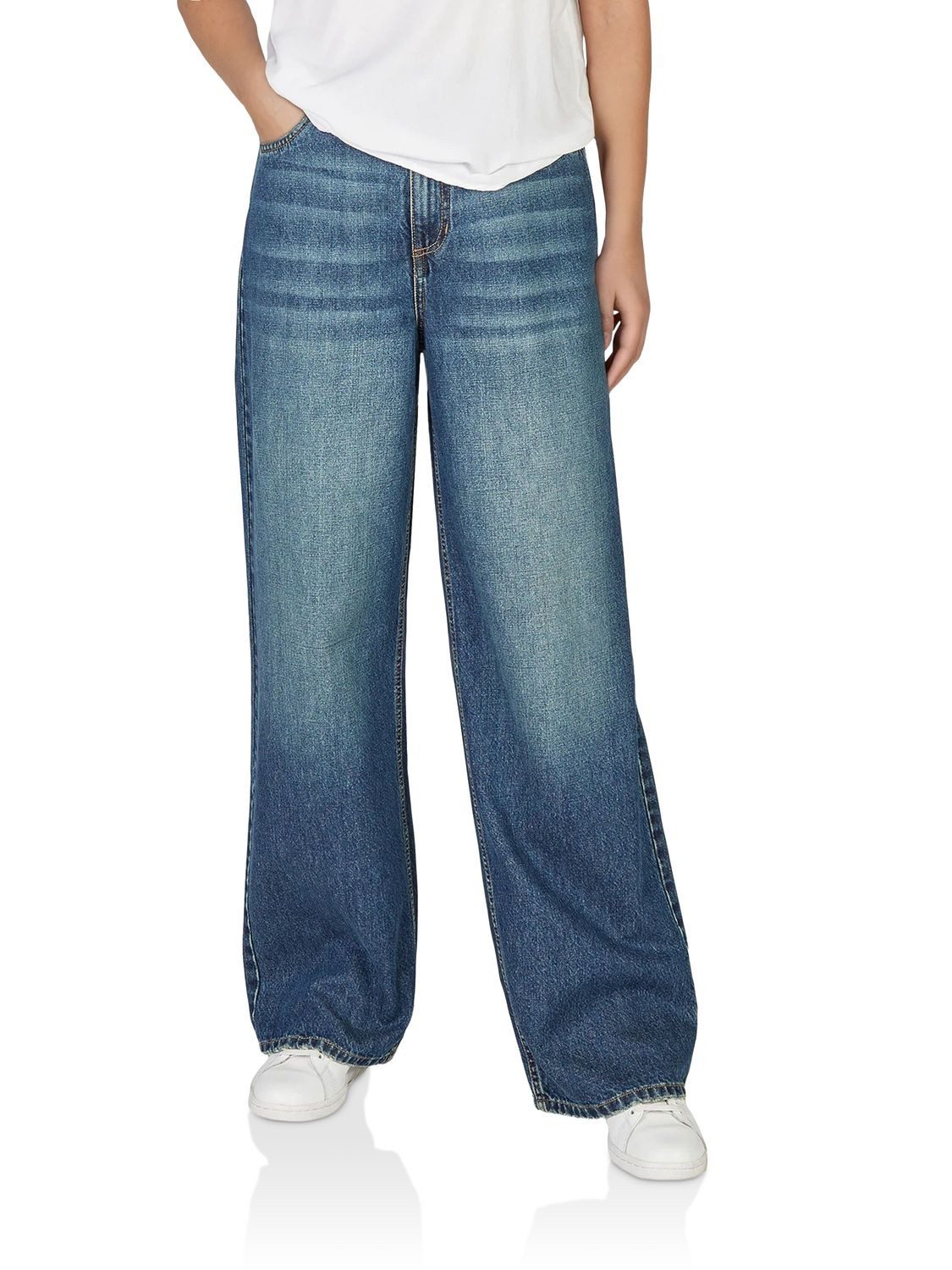 DENIMFY Relax-fit-Jeans Damen Jeanshose DFDana Wide Leg Fit Denimhose aus 100% Baumwolle