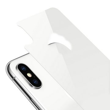 KMP Creative Lifesytle Product Hartglas Rückseitenschutz für iPhone X, XS, 11 pro Silver für Apple iPhone X, XS, 11 Pro, Displayschutzglas, Singlepack, 1 Stück, extra dünn, sehr dünn, bruchfest, Anti-Fingerprint