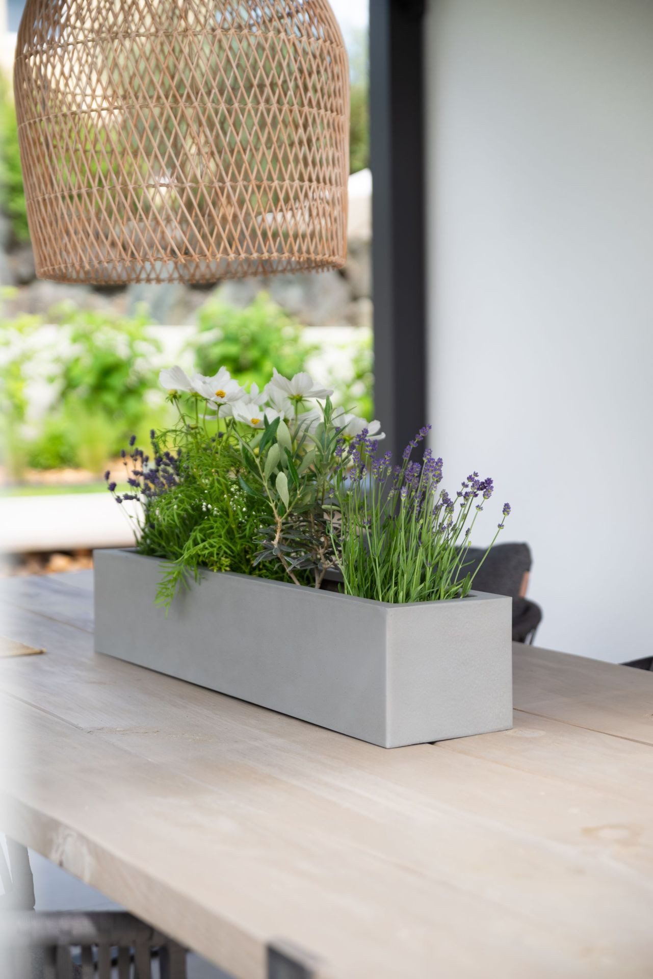 VIVANNO Balkonkasten Fiberglas FLOBO Kasten - Betongrau Beton-Design (1 St), 80x17x15 cm
