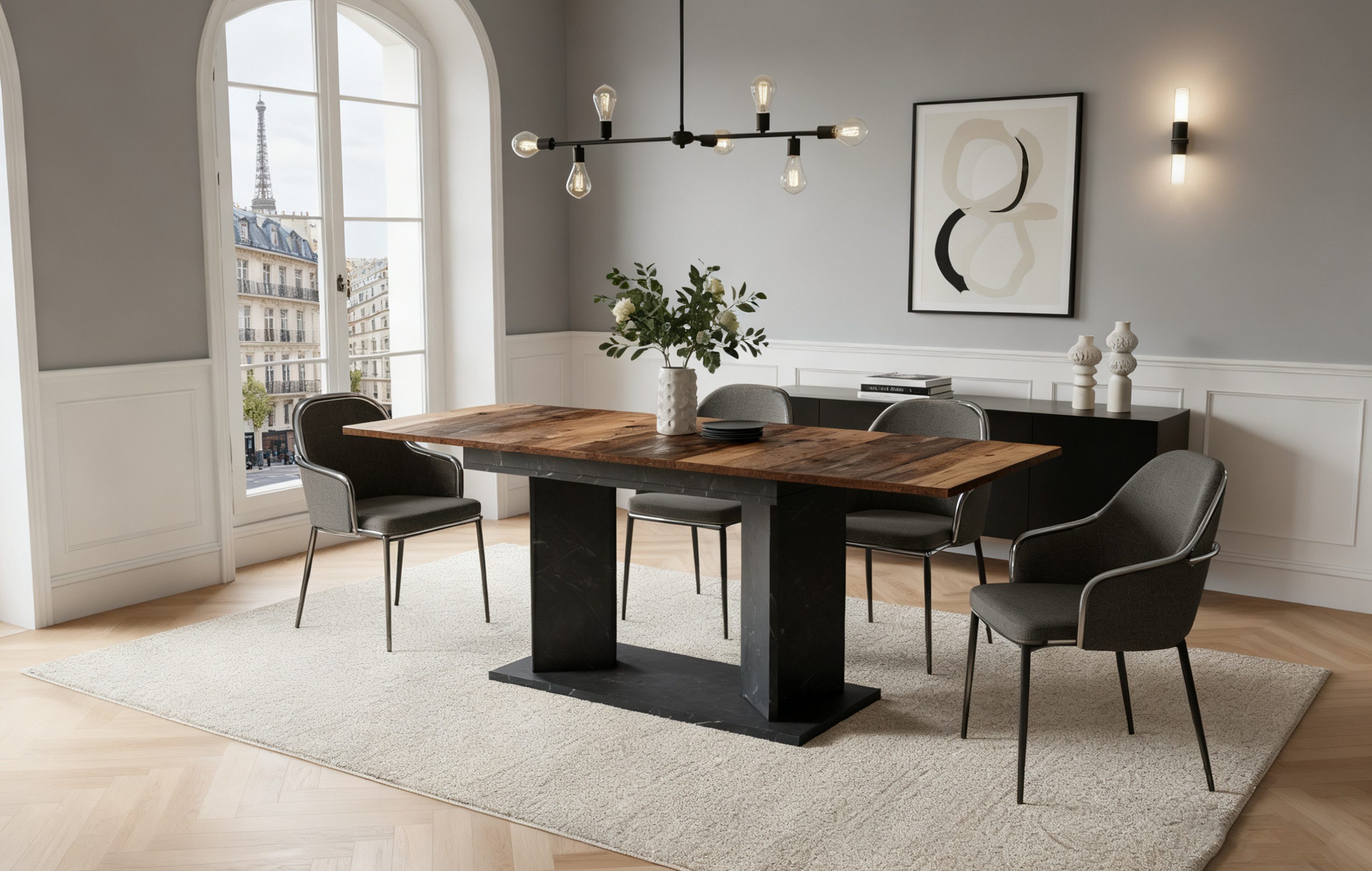 B&D home Säulen-Esstisch VIVIAN, ausziehbar, 120-160cm, günstig online kaufen