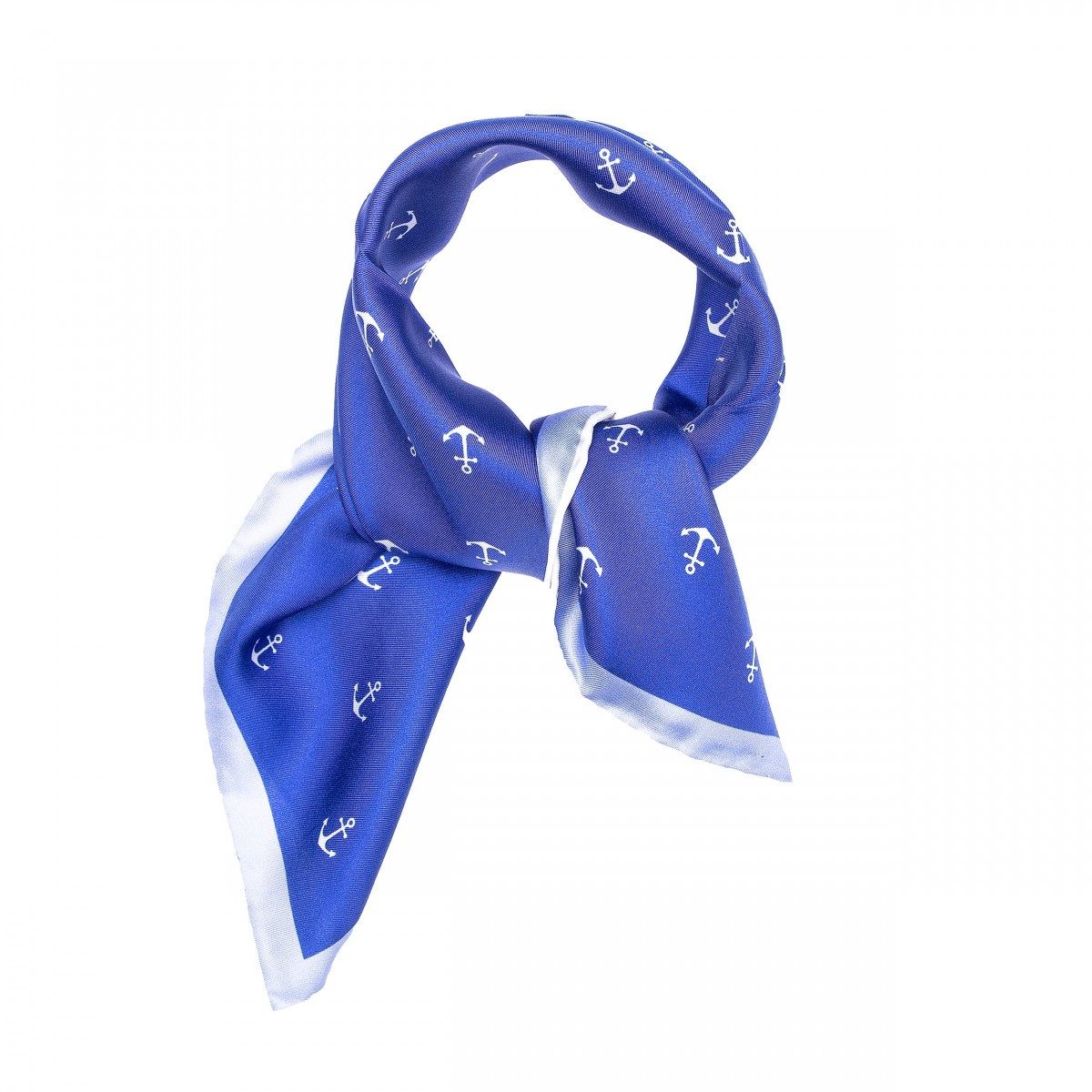 TINITEX Seidenschal Nickituch Halstuch Anker dunkelblau