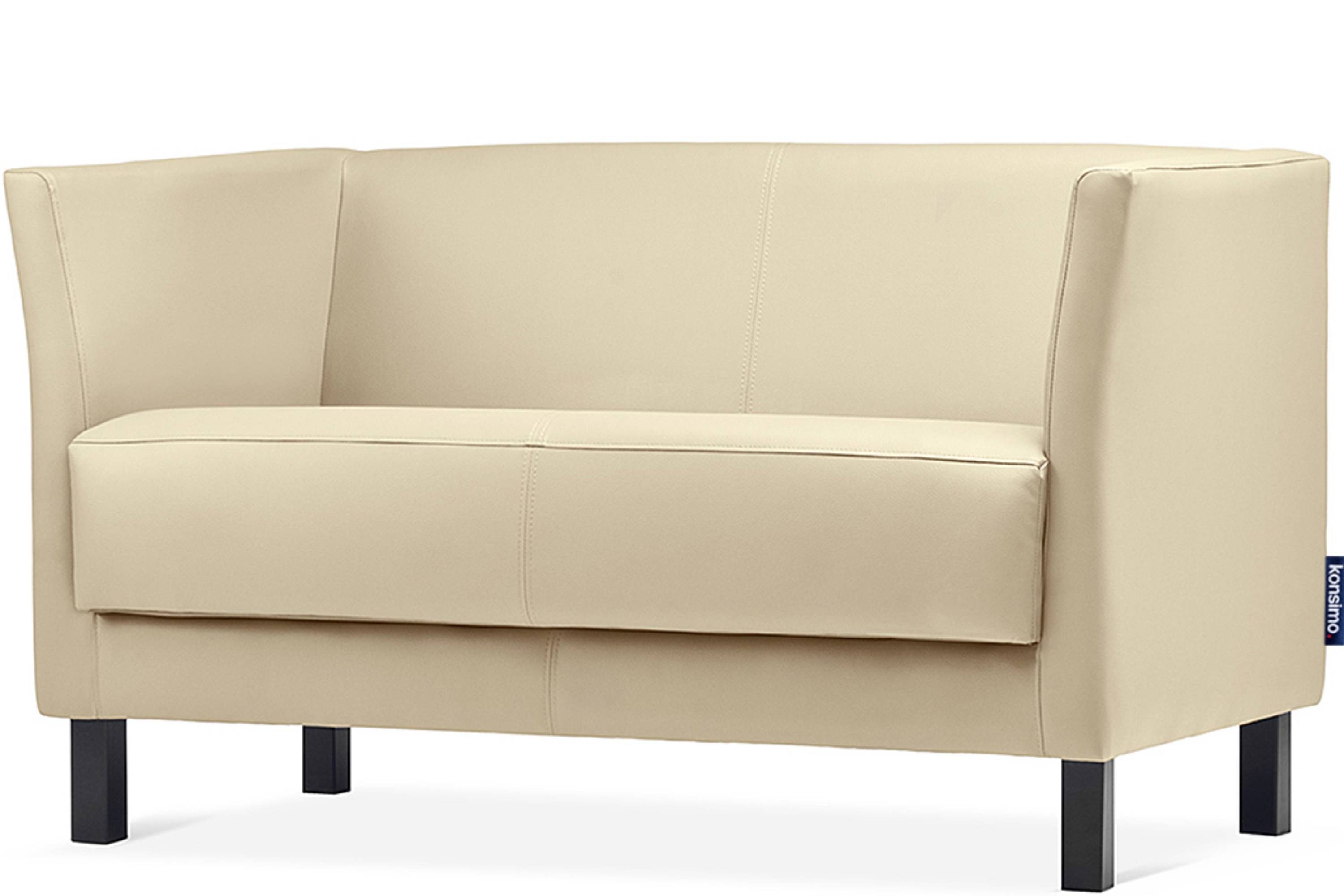 ESPECTO creme Sofa hohe Rückenlehne, creme Massivholzbeine 2-Sitzer hohe Sitzfläche 2 und Personen, | Konsimo Kunstleder, weiche