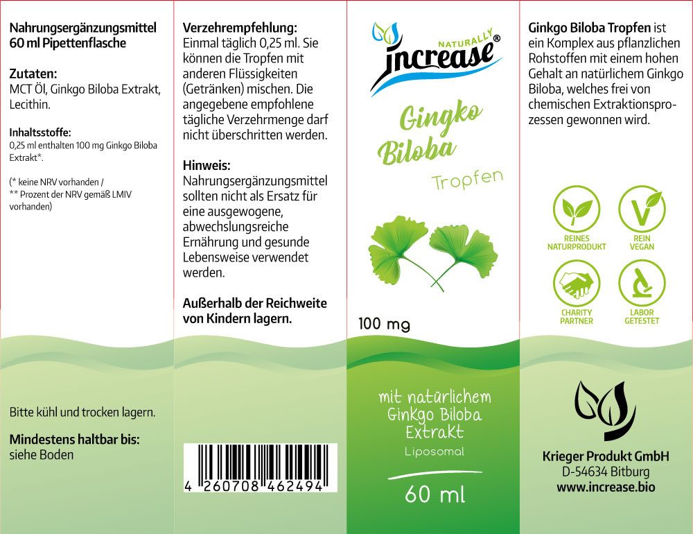 increase NATURALLY Liposomales Ginkgo Biloba - 100mg pro Tag Tropfen, 60 ml