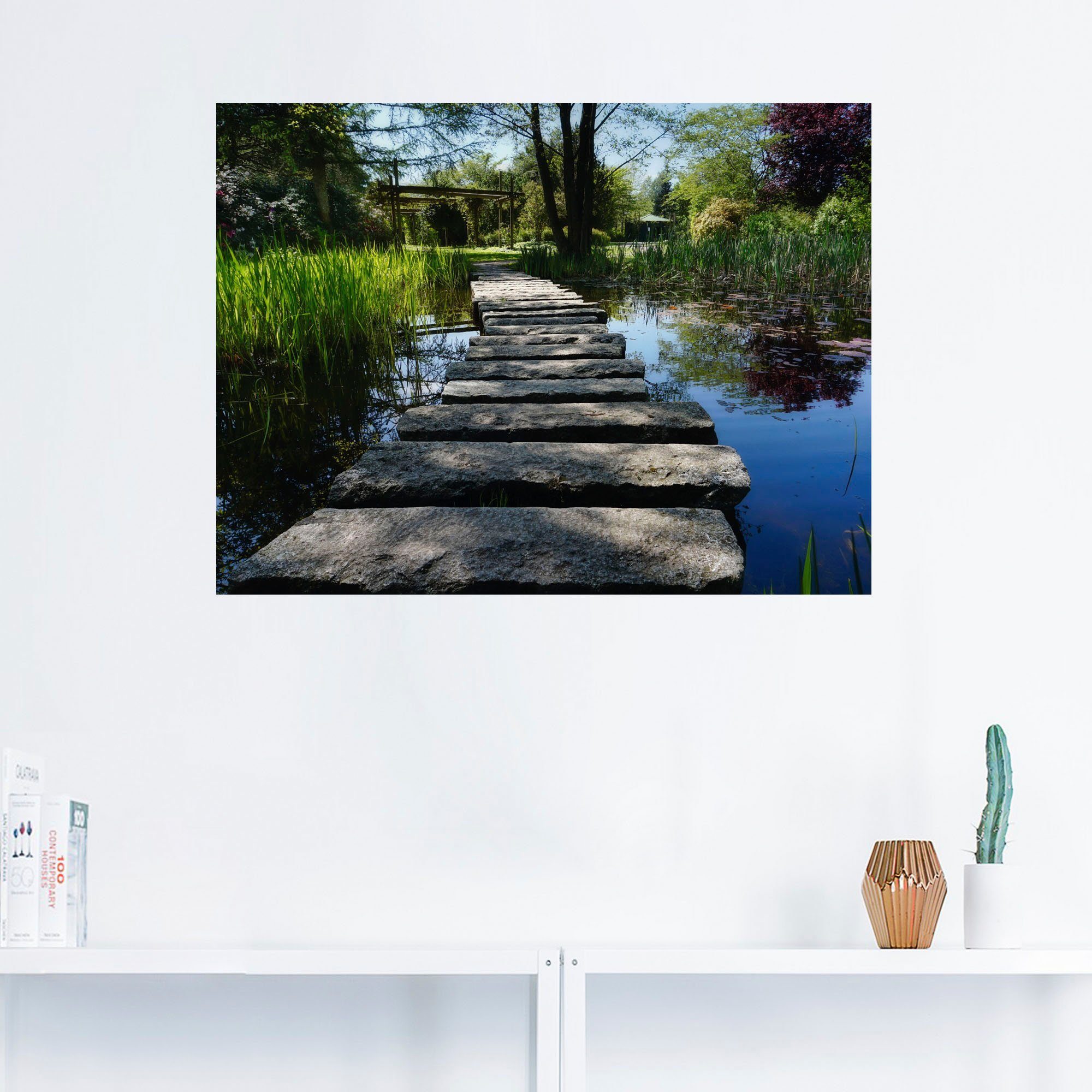 Artland Wandbild Weg am Teich, Gewässer (1 St), als Leinwandbild,  Wandaufkleber oder Poster in versch. Größen