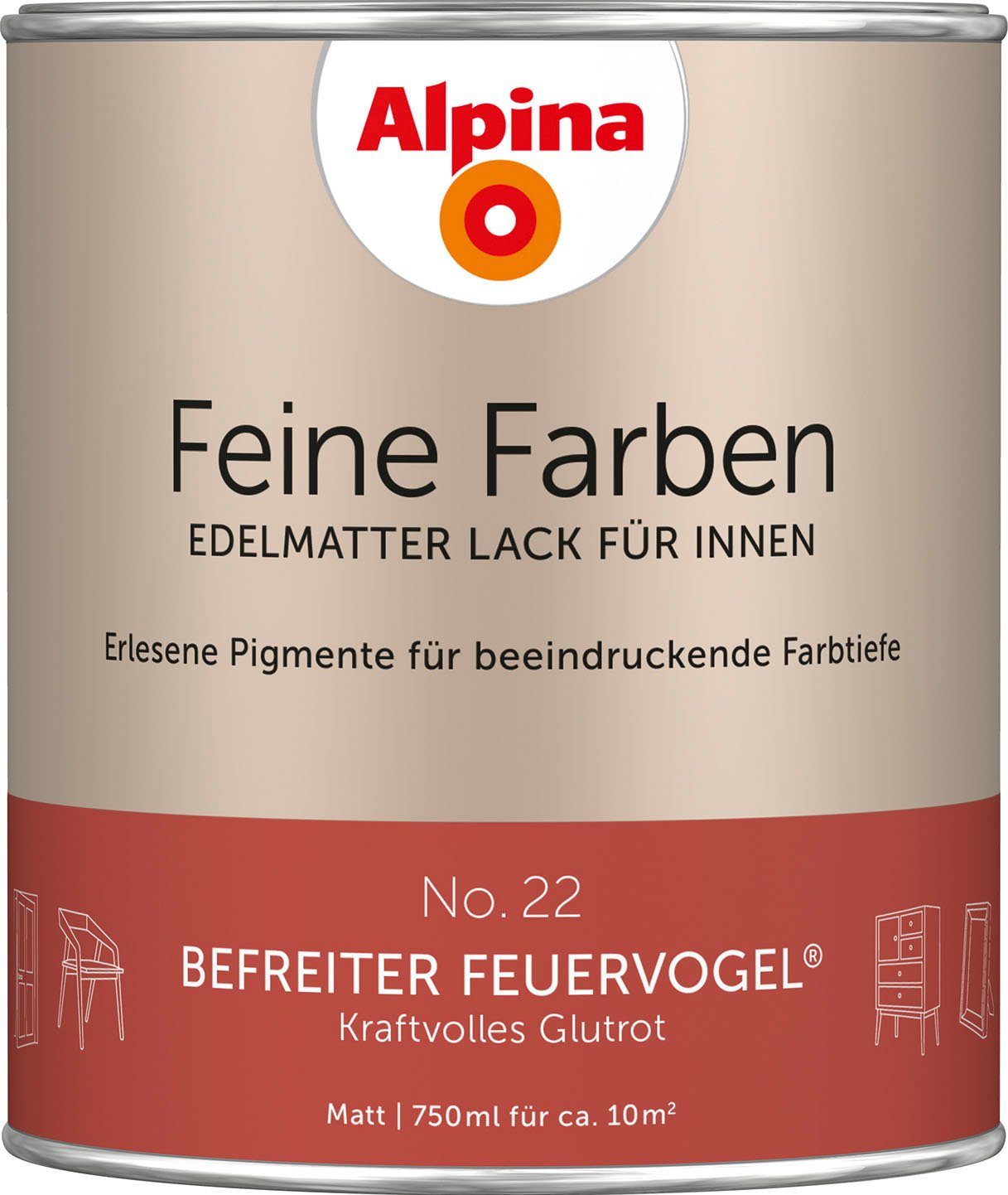 Alpina Feine Farben No. 22 Befreiter Feuervogel® Rot edelmatt 2,5 l