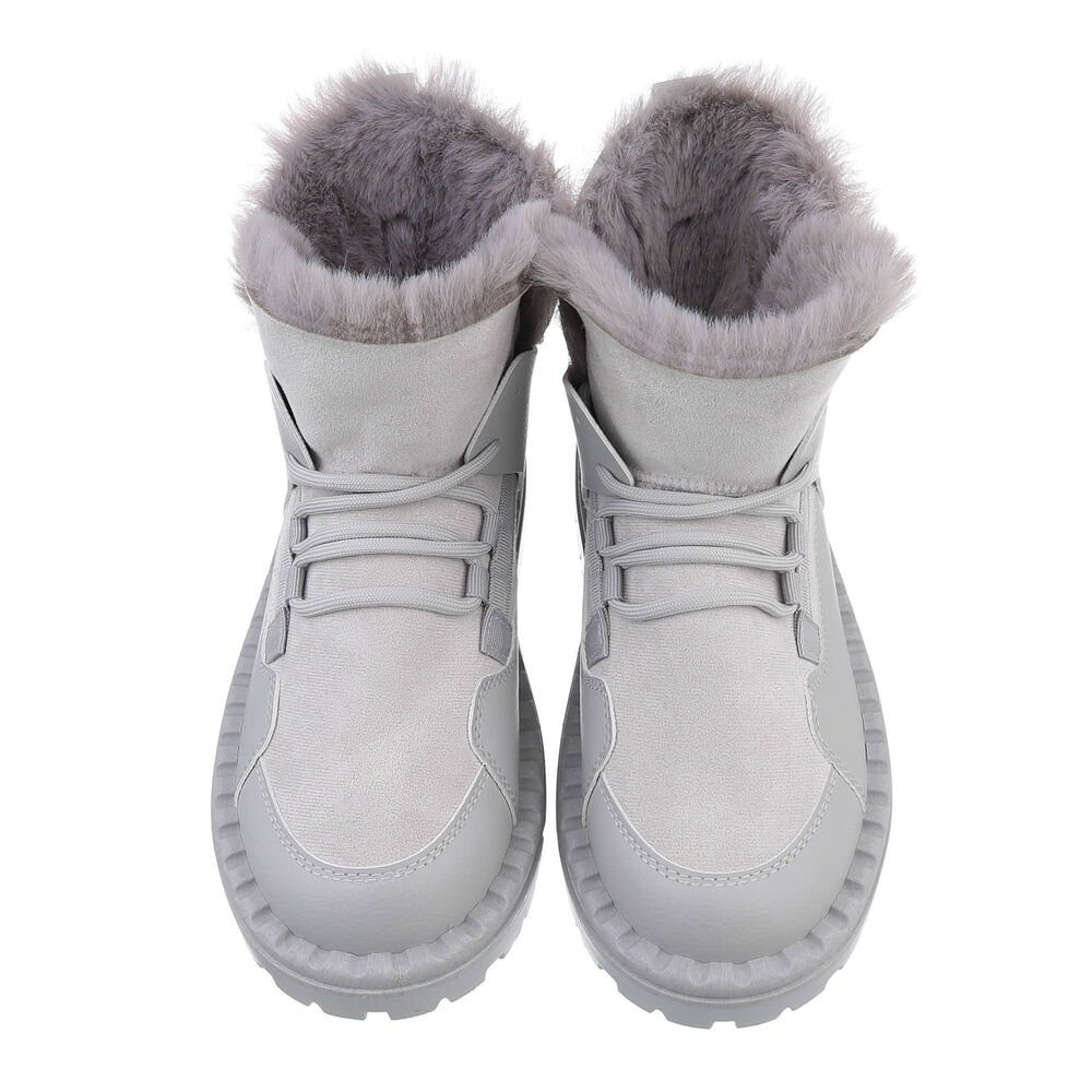 Ital-Design Damen Snowboots Freizeit Snowboots Flach Schnürstiefeletten in Grau