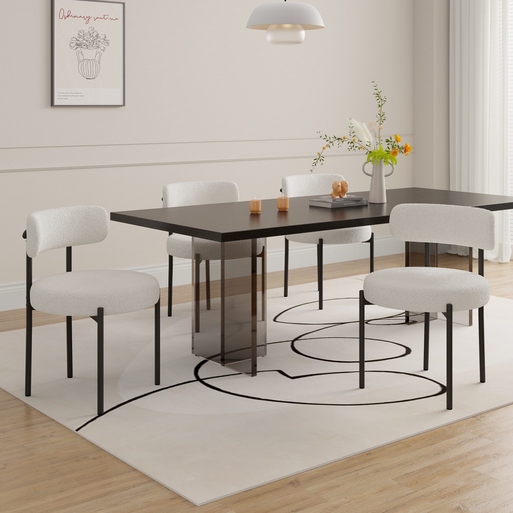 HawthyHome Esszimmerstuhl Teddy Stoff Runde Boucle Stühle Polsterstuhl mit günstig online kaufen