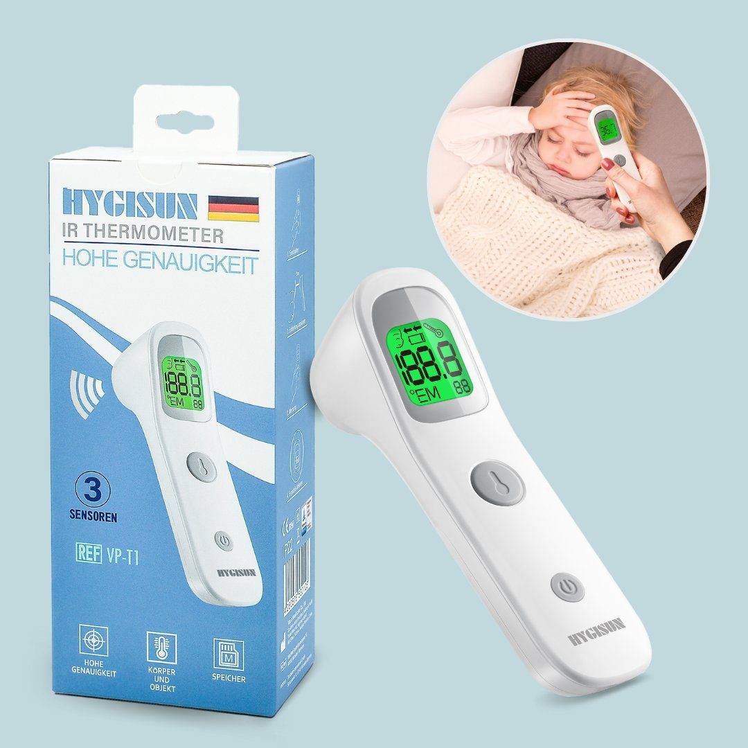 HYGISUN Infrarot-Thermometer Kontaktloser Infrarot Thermometer für Babys bis Erwachsene, Universal 2 in 1 Fieber- und Oberflächenthermometer