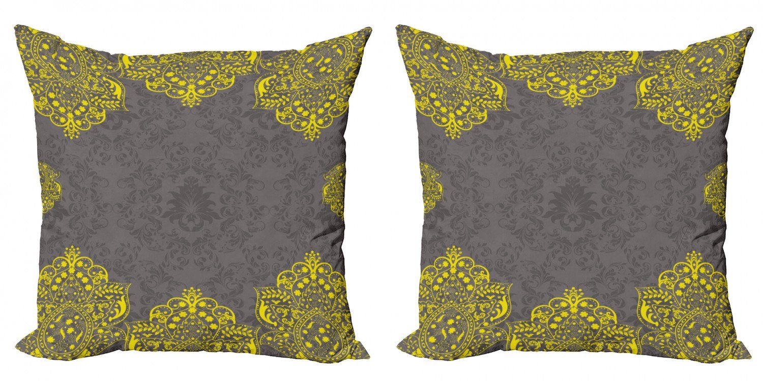 Kissenbezüge Modern Accent Doppelseitiger Digitaldruck, Abakuhaus (2 Stück), viktorianisch Gelb Grau Florals