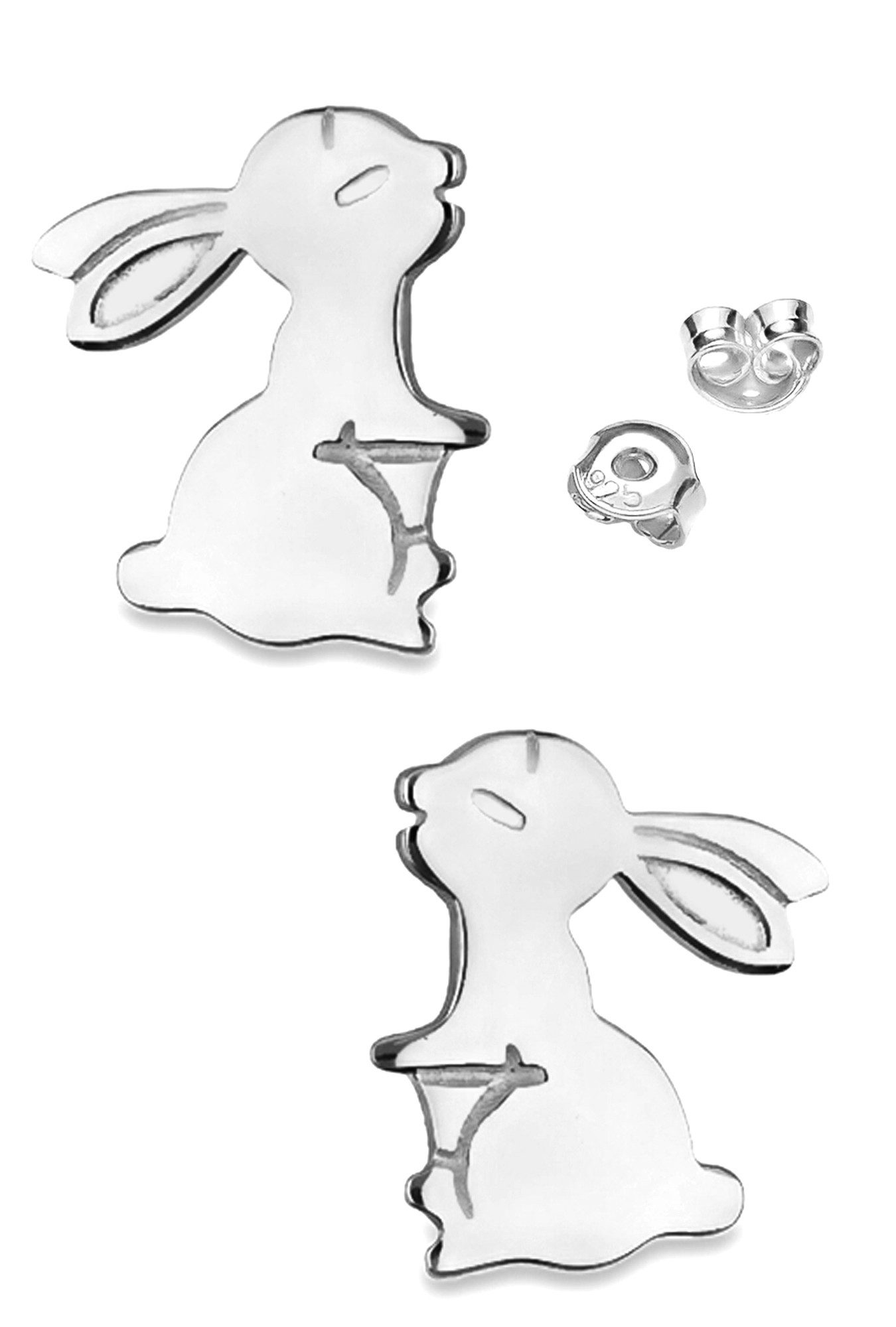 Limana Paar Ohrstecker Ohrringe 925 Sterling Silber Hasen Mädchen Damen Kinder Frauen (inkl. Schmuckbox), Geschenk Idee Einschulung Ostern Weihnachten Geburtstag Nikolaus