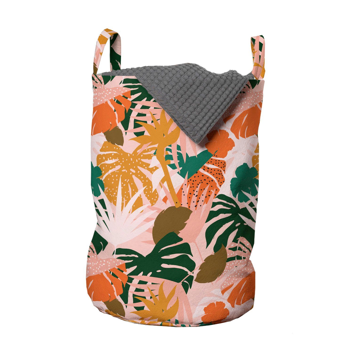 Abakuhaus Wäschesäckchen Wäschekorb mit Griffen Kordelzugverschluss für Waschsalons, hawaiisch Bunter tropischer Wald