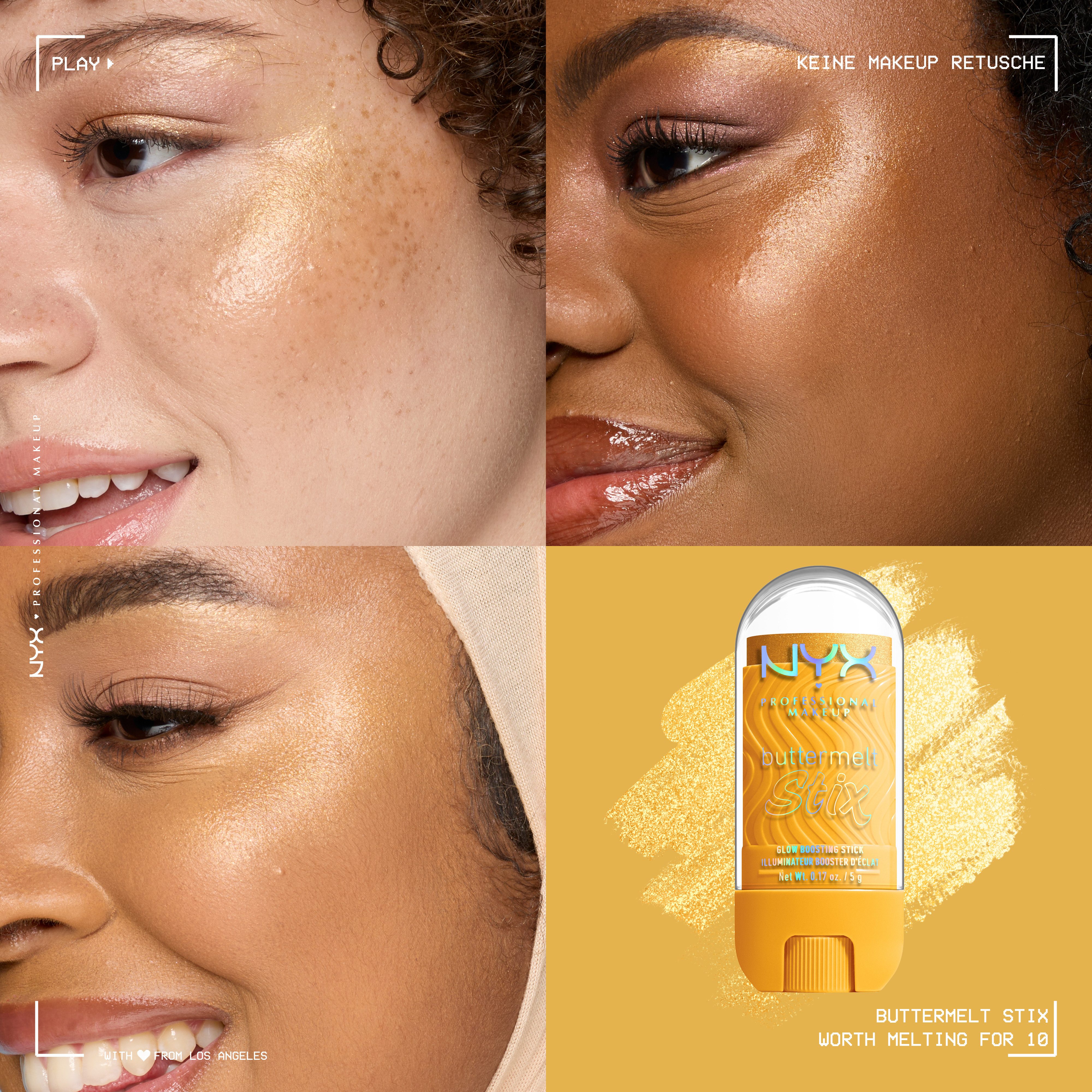 NYX PROFESSIONAL MAKEUP Highlighter BUTTERMELT STIX GLOW BOOSTING HIGHLIGHTER STICK, mit Cupuaçu- und Kokosnussbutter, für einen ultimativen Glow
