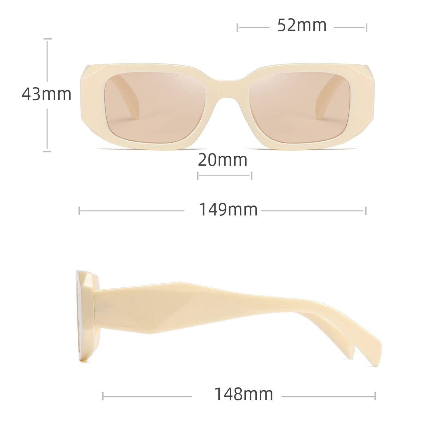 Sonnenbrille beständige und UV Sonnenbrillen MAGICSHE Sonnenbrille Champagnerbox Retro für Mode Herren Damen Rechteckige