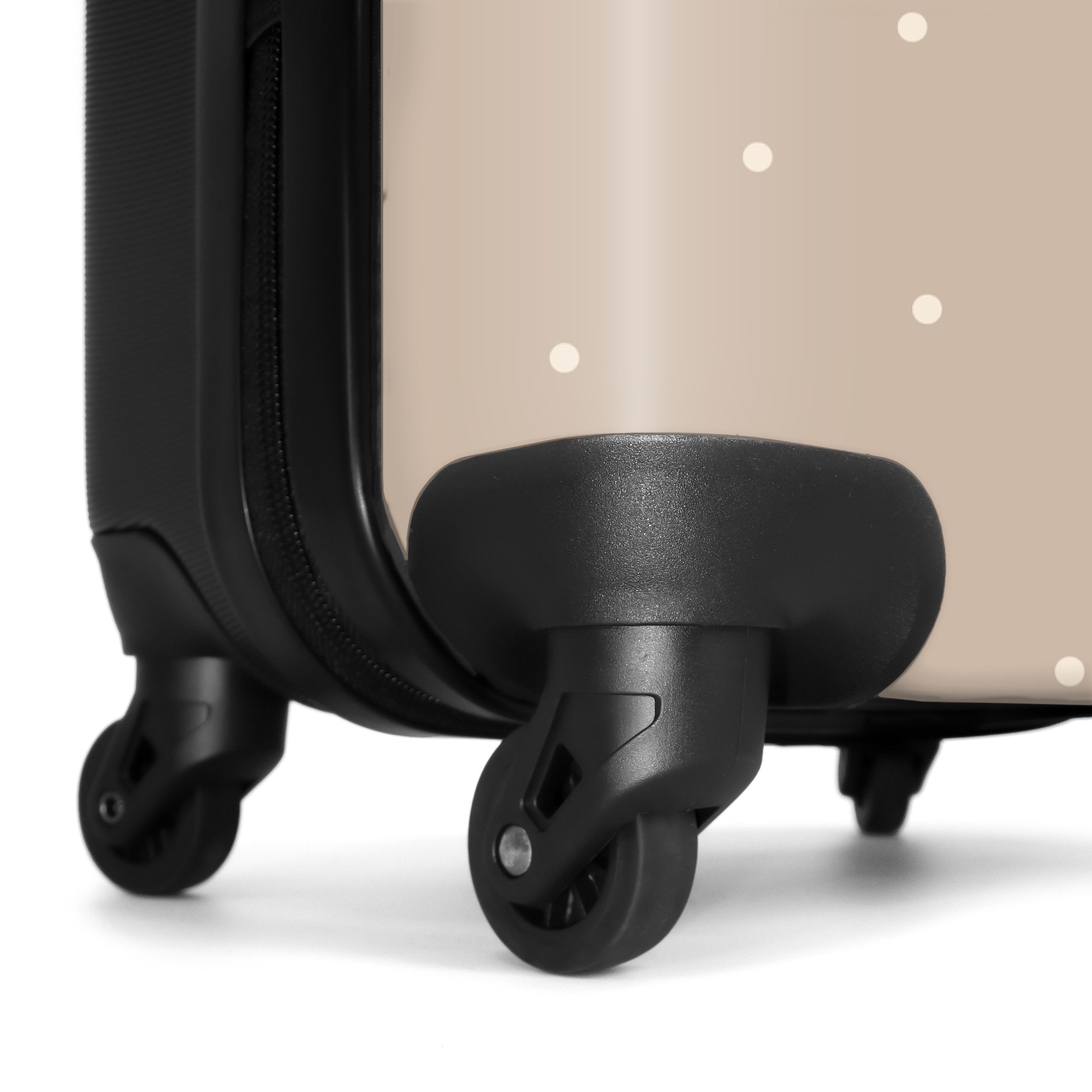 NoBoringSuitcases.com© Kinderkoffer Gelber Muldenkipper mit Steinen und Tupfenmuster 55x35x20cm, 4 Rollen, Handgepäck Koffer, Hartschalenkoffer Kinder, Reisekoffer Jungen