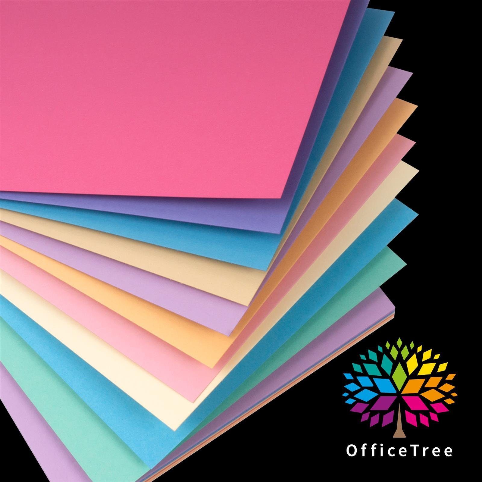 Transparentpapier Töne zum Bastelpapier OfficeTree -, OfficeTree - und Basteln Blatt Bastelset 50 Kinder Pastell 300g/m² Gestalten Tonpapier A4