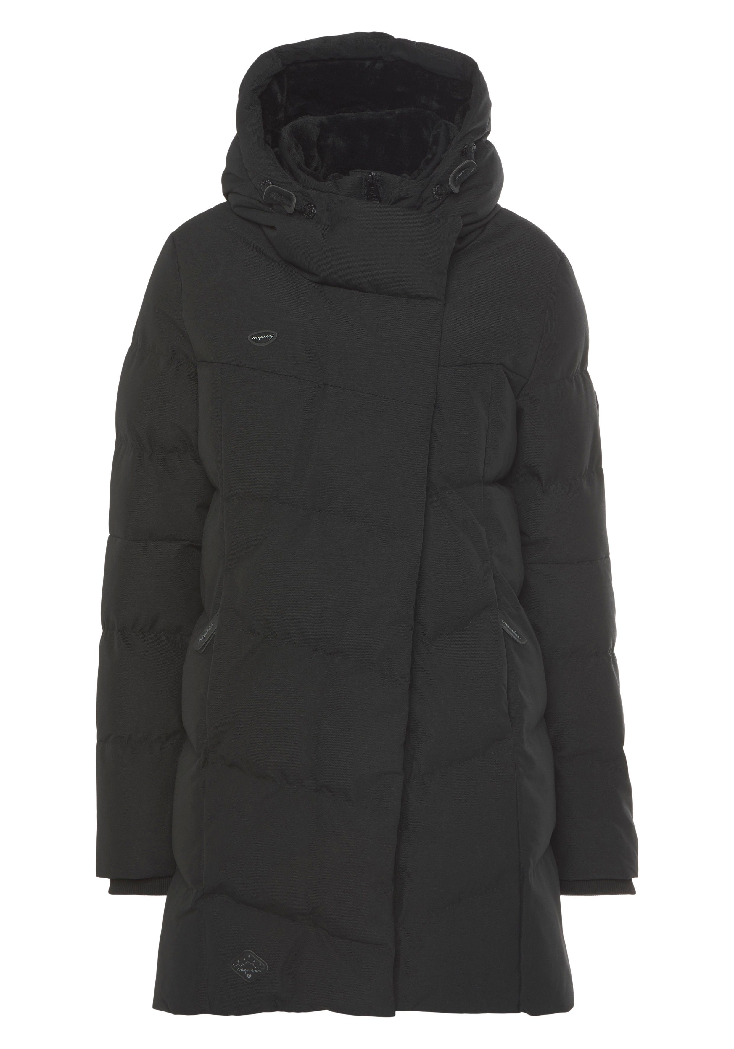 Ragwear Steppjacke PAVLINNA O stylischer, Winterparka gesteppter Kapuze BLACK mit