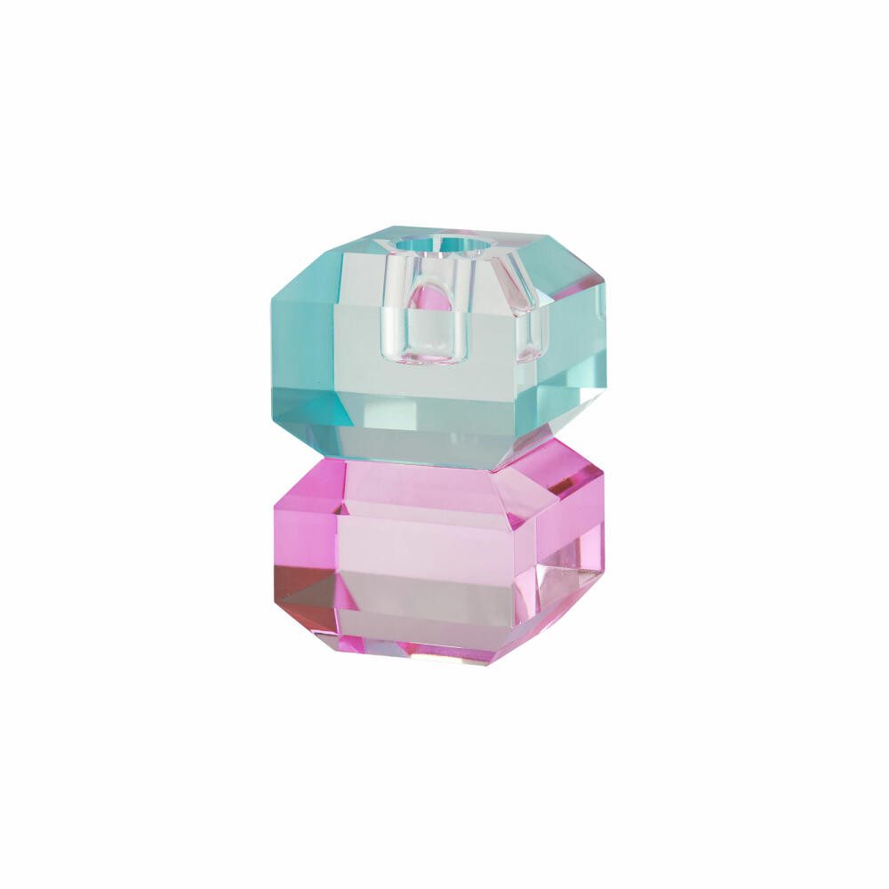 Giftcompany Kerzenhalter Sari Eckig, Blau, Rosa, H 9 cm