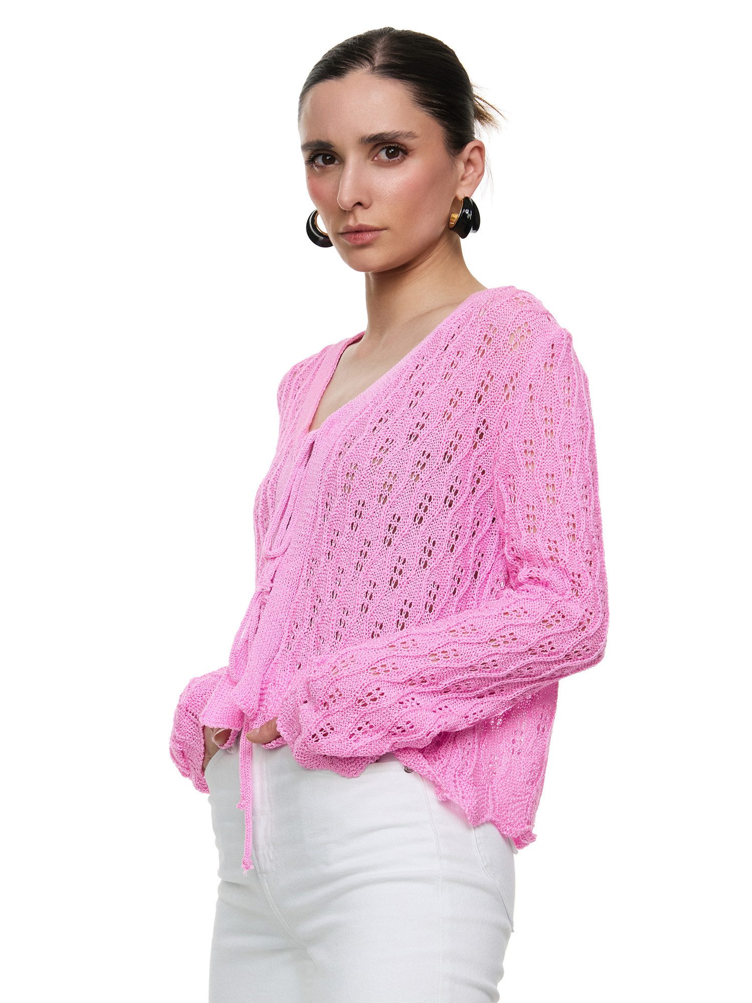 Worldclassca Strickjacke Worldclassca Strickjacke mit Schleife Häkeloptik S günstig online kaufen