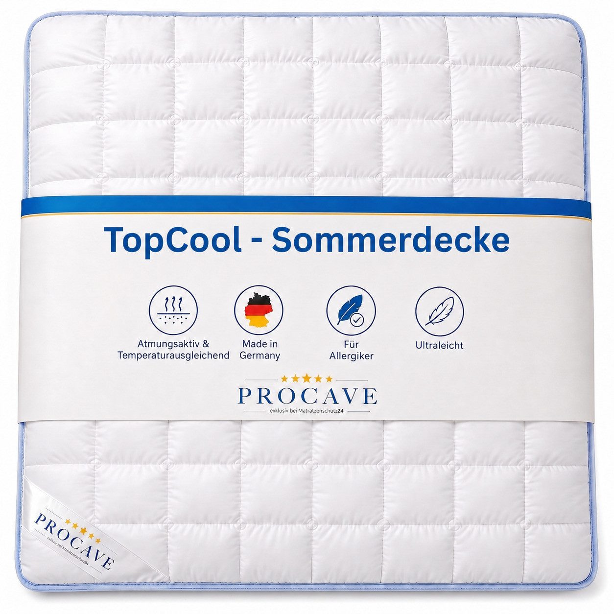PROCAVE Sommerbettdecke TopCool Kinderbettdecke federleicht, atmungsaktiv, Made in Germany, Atmungsaktive Sommerdecke, schadstoffgeprüft, 100x135 cm
