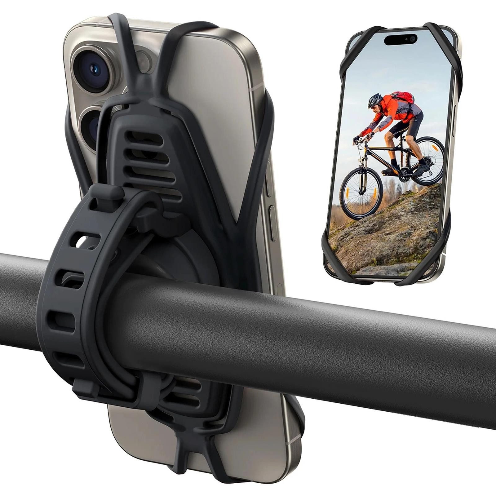 JOYROOM Handy-Halterung Fahrradhalterung Lenker Gummi Holder, (bis 7 Zoll, Handy Fahrrad Lenker Halterung Smartphone Halter Motorrad Roller)