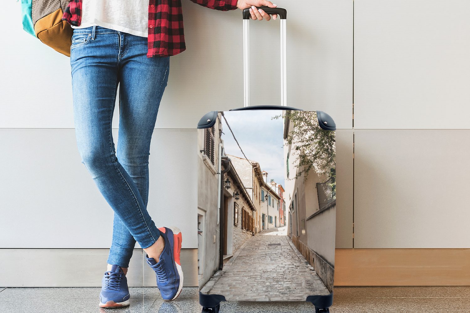 Handgepäck Reisekoffer Ferien, mit Haus - MuchoWow Reisetasche Sommer Trolley, für Rollen, - Auswärts, 4 rollen, Handgepäckkoffer