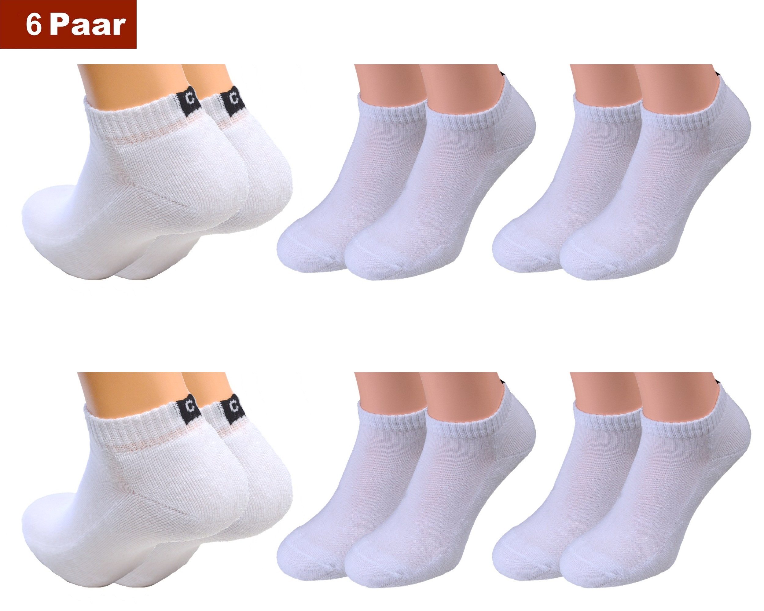 Cocain underwear Sneakersocken Damen Herren Sport Sneakers Socke schwarz weiß dicke Frottee Sohle 100 (6-Paar) atmungsaktiv feuchtigkeitsregulierend