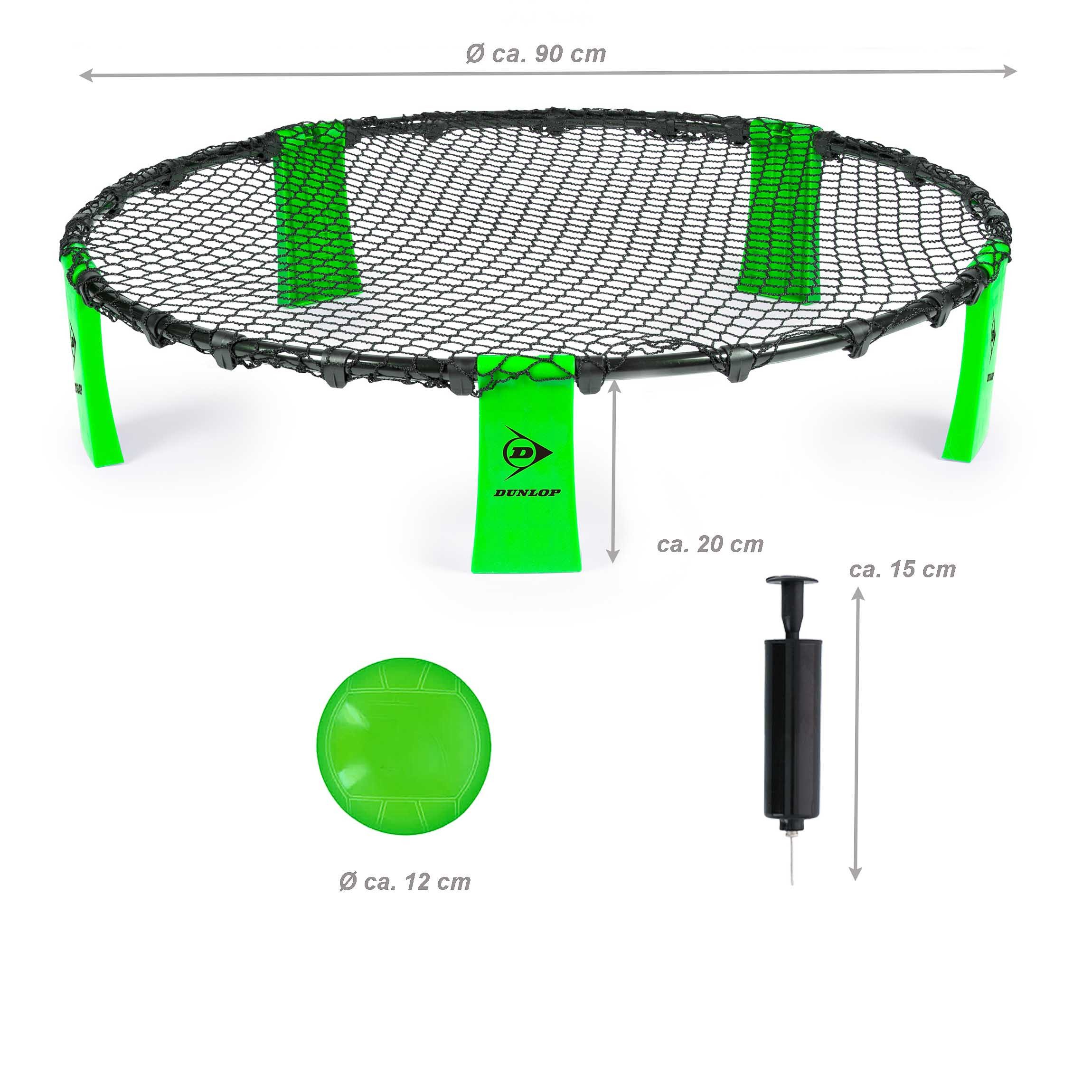 Dunlop Spielball Ball Netz Spiel (Set mit Ball, Luftpumpe, stabilem Rahmen, Rundnetz, Tragetasche), Spyderball-Spiel