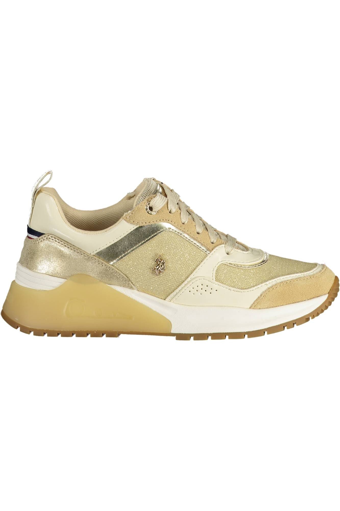 U.S. Polo Sneaker Damen Sportschuh Gold mit Kontrastdetails und Logo