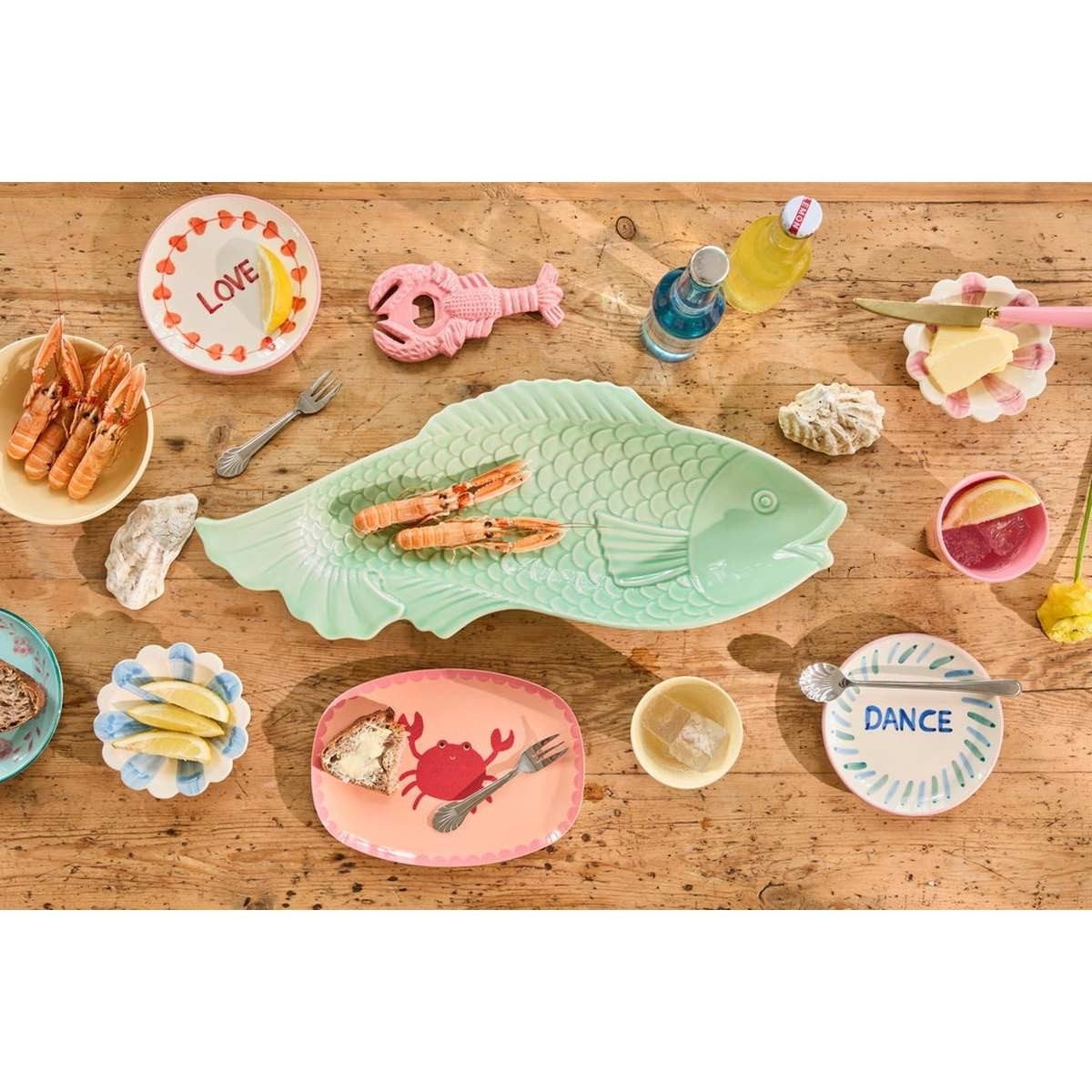 rice Servierplatte Keramik Servierplatte Fisch grün, 53 cm, Deko & Servieren