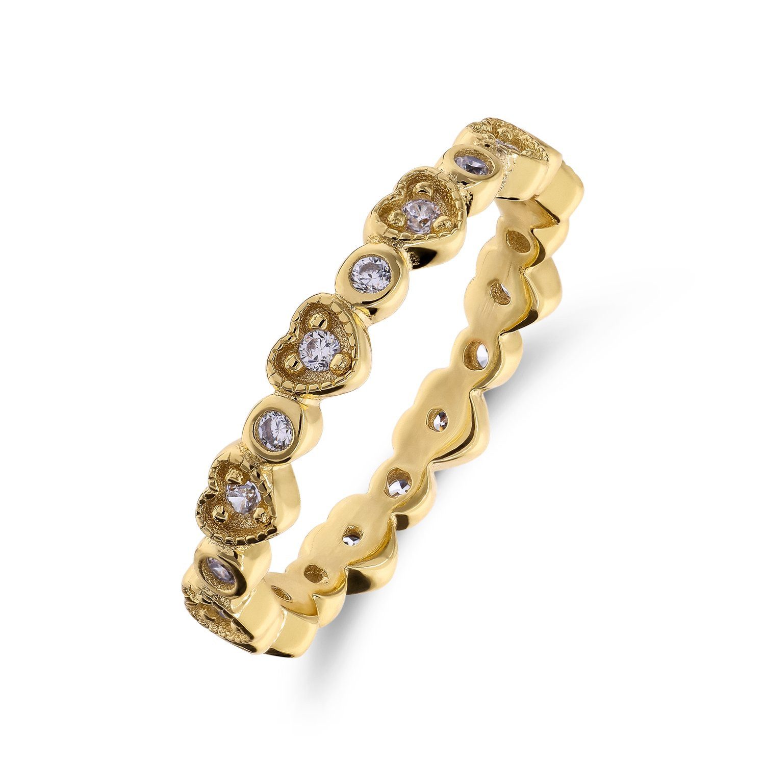 LUCARDI Fingerring Ring - 925 Silber - Gold - Zirkonia - Kinder