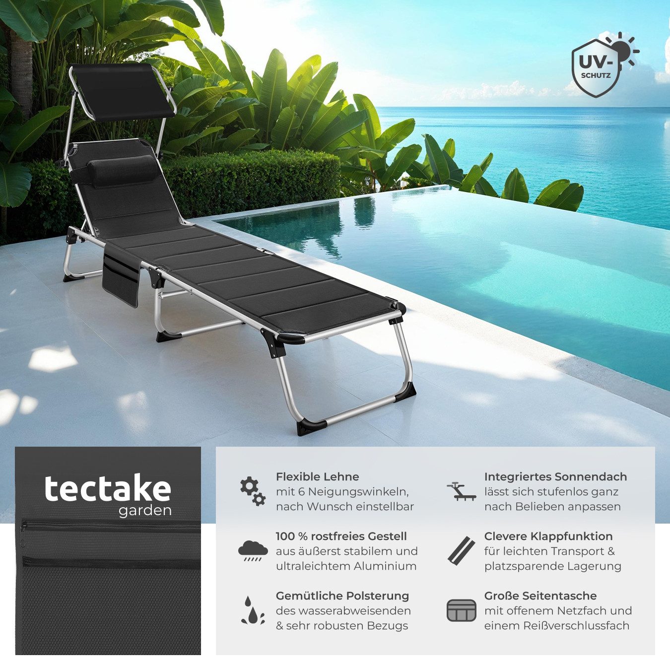 tectake Gartenliege Sonnenliege, 1 St., Sonnenliege günstig online kaufen