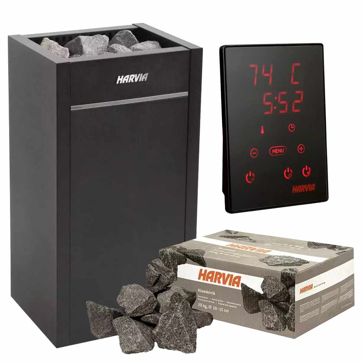 Saunaofen Set Saunaofen Harvia Virta 10.8 Kw & Harvia Xenio Cx170, 50 kg Steine