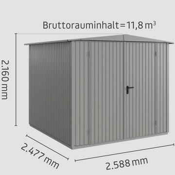 Hörmann Ecostar Gerätehaus Trend mit Satteldach (259 x 248 cm), Metall, ohne scharfe Kanten