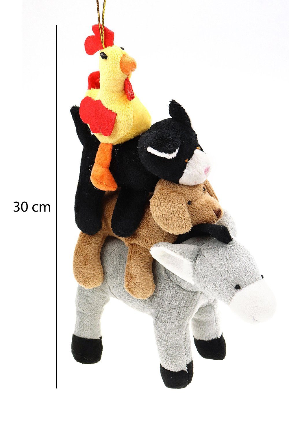 ELLUG Kuscheltier Plüschtier Bremer Stadtmusikanten zum Stellen und Hängen 30cm (1-St)