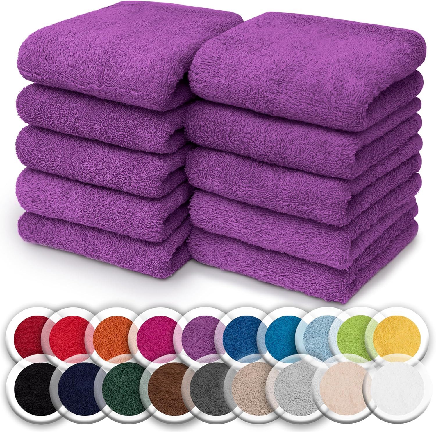 NatureMark Seiftuch 10er-Set Seiftücher 30x30cm 100% Baumwolle, (10-St), Frottier Waschlappen Seiflappen 30 x 30 cm, Lila