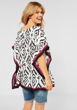 Cecil Klassische Bluse Cecil Poncho mit Print in Vanilla White (1-tlg) Locker geschnitten