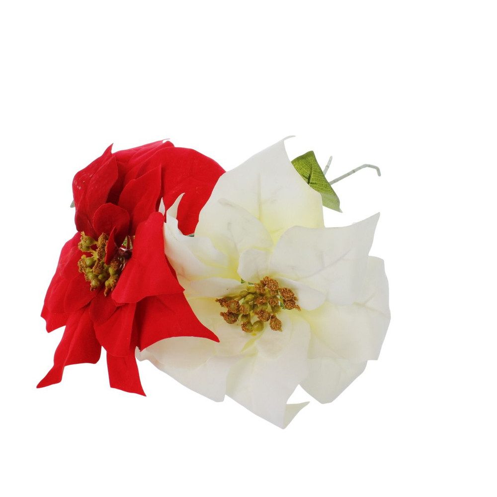 Kunstblume Weihnachtssternzweig rot/weiß - ca. 68 cm - 1 Stück, MICA