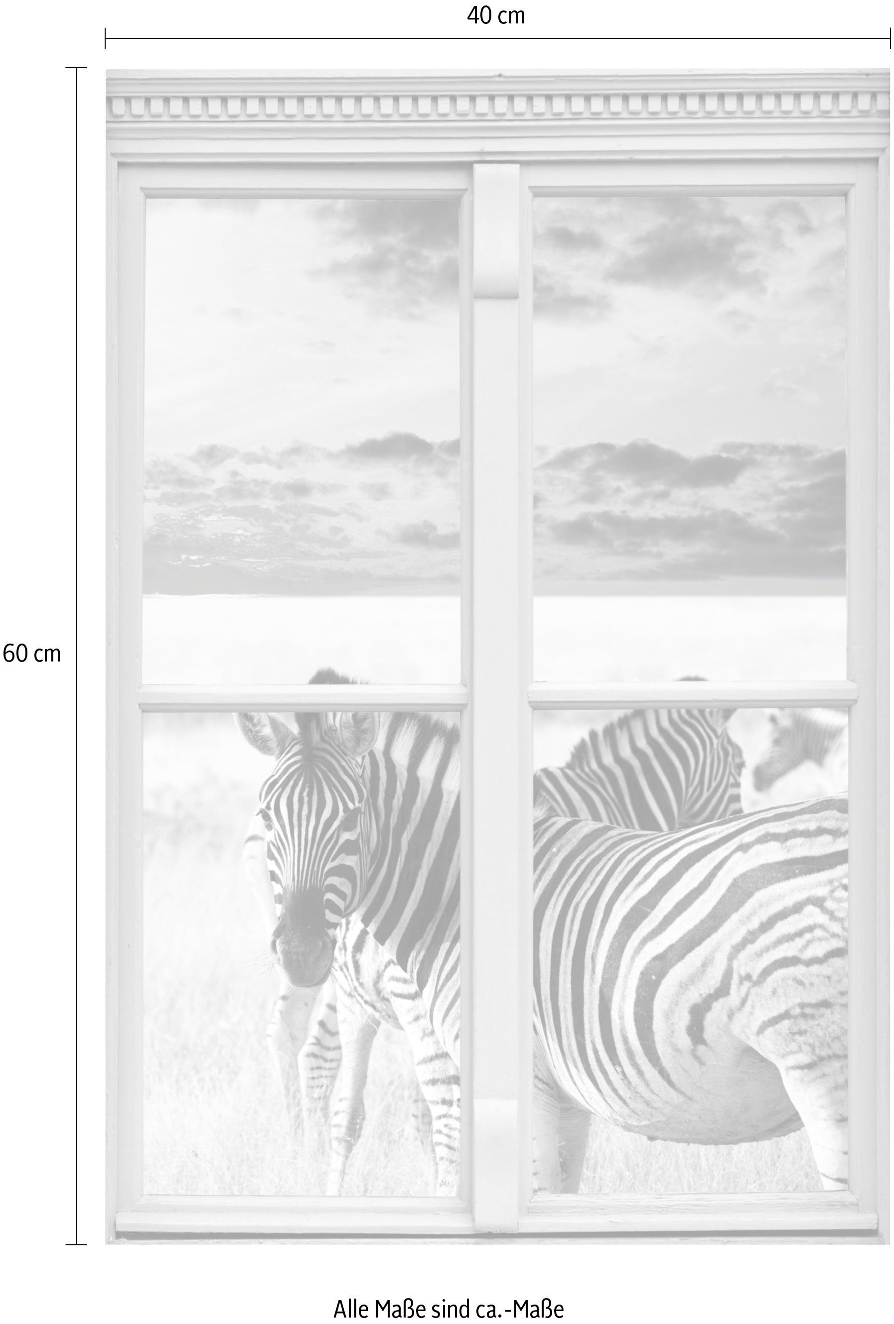 queence Wandsticker Zebras, Wandsticker, Wandbild, selbstklebend, 3D, Fenster