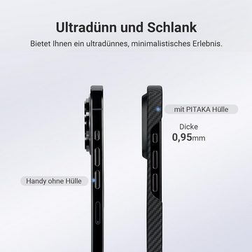 Fangqi Smartphone-Hülle Pitaka Ultradünne Hülle für iPhone 14 Pro/iPhone 15 Pro 6.1", 0,95 mm dünn, eingebauter N52SH-Magnet