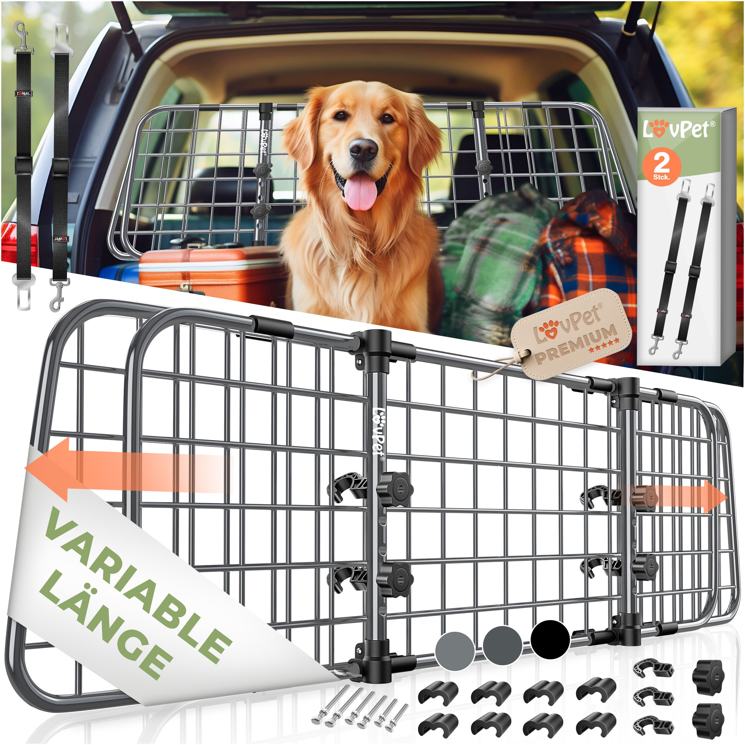 Lovpet Hundegitter, Trenngitter Auto Kofferraum Schutzgitter verstellbar Kofferraumgitter