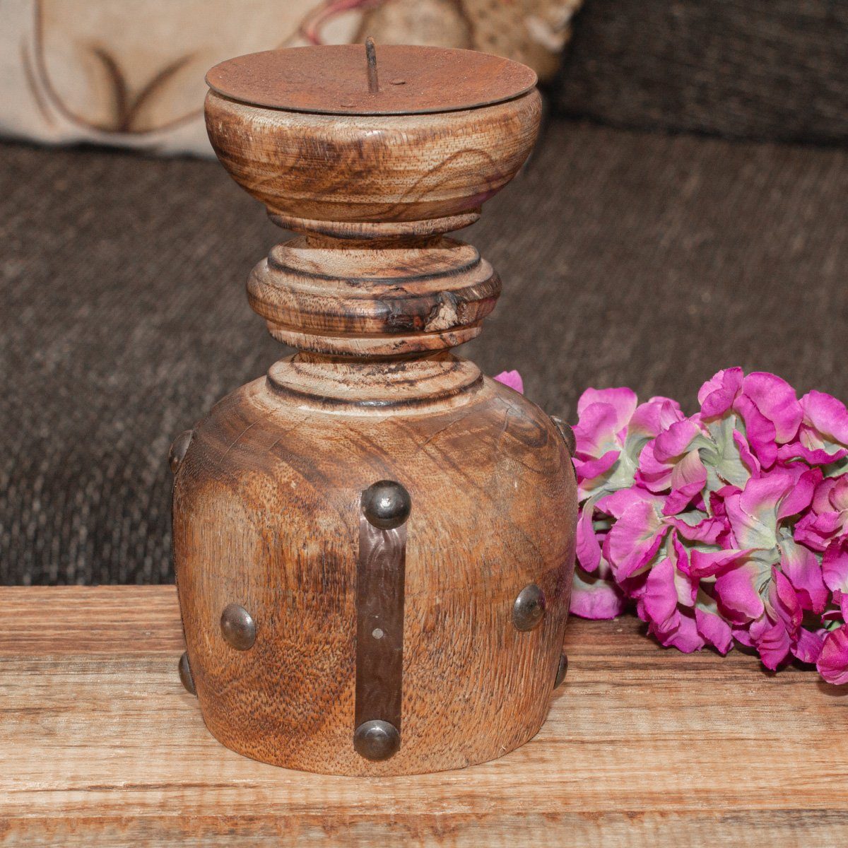 Antikas Wanddekoobjekt Kerzenständer, Flasche, Klein, Holz, günstig online kaufen
