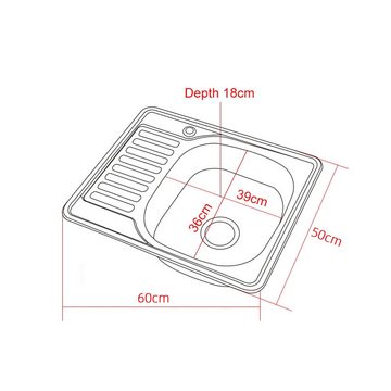 Feel2Home Einbauspüle Spülbecken Einbauspüle Küchenspüle 58CM Edelstahl Waschbecken eckig, Rechteckig, 58/48 cm, (Premium-Spülbecken), Anti-Kondensbeschichtung