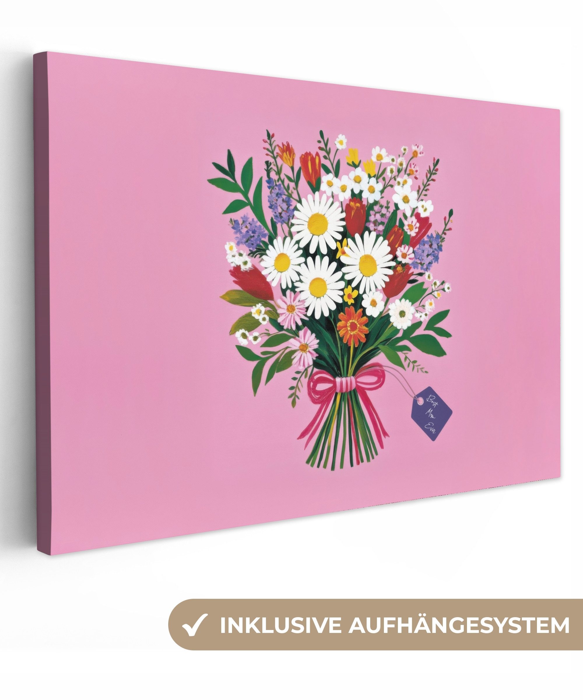 Leinwandbild Blumen - Zitat - Karte - Bunt - Muttertagsgeschenk